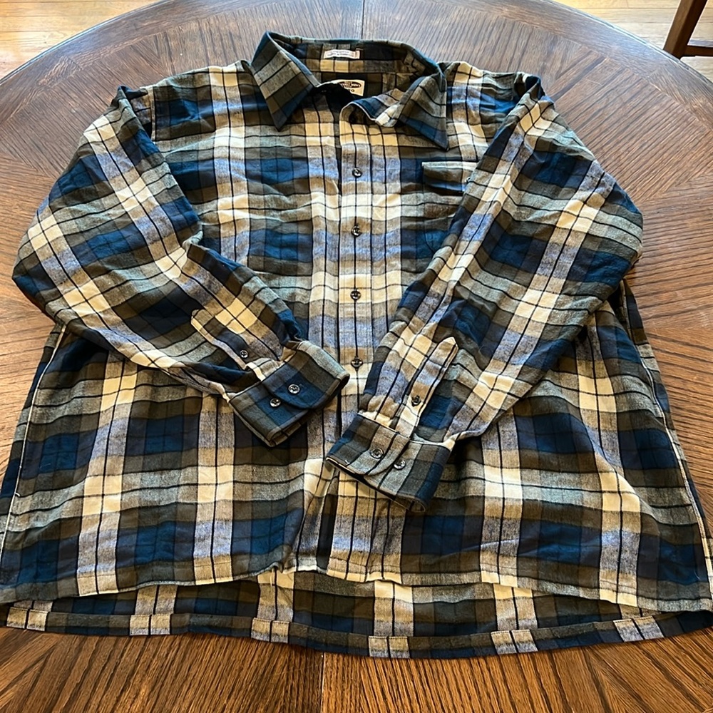 Vintage RIPPED Fitall Big/Tall Men’s Shop Blue and Cream Flannel Size 2XL